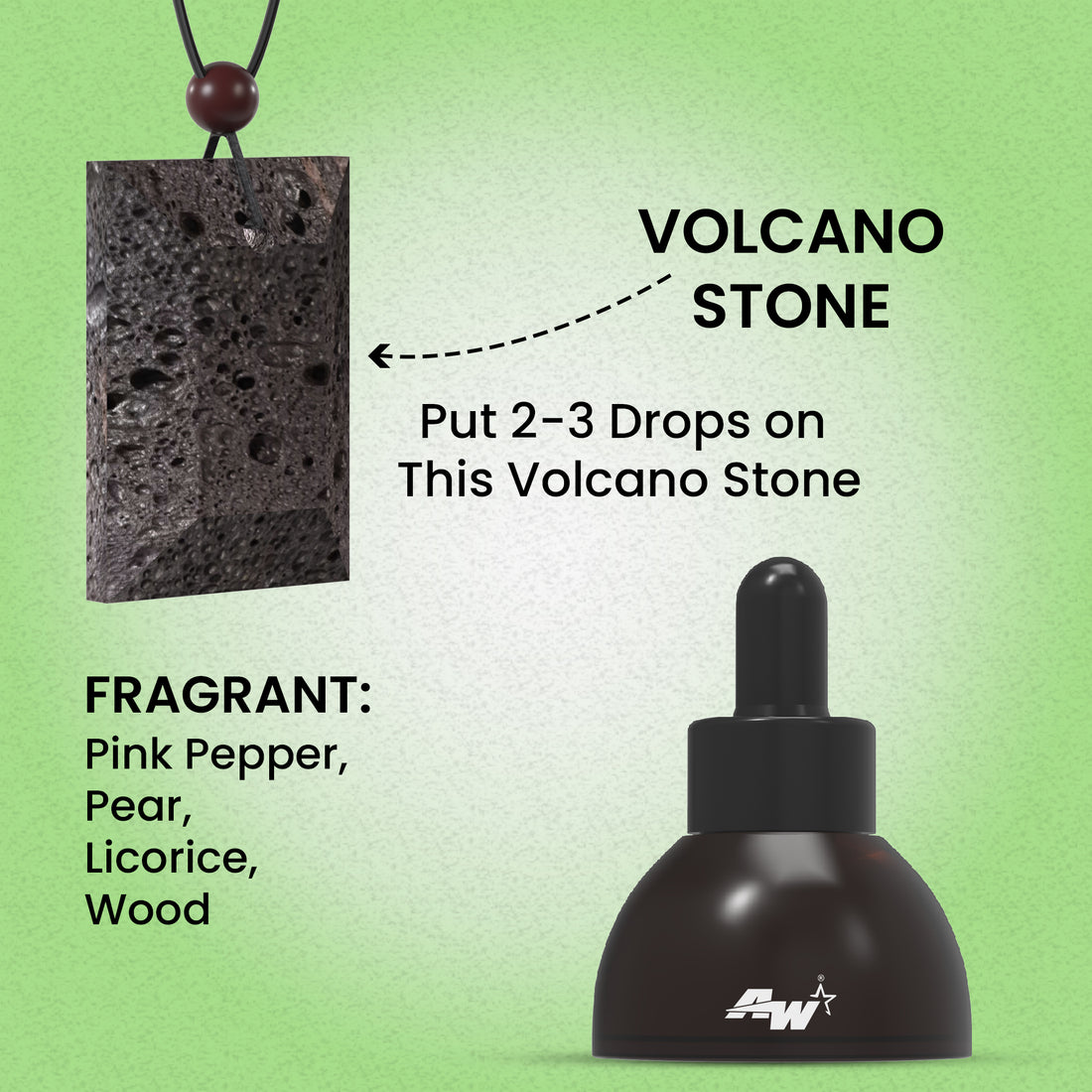 Volcanic Lava Stone Car Perfume Diffuser Pendant