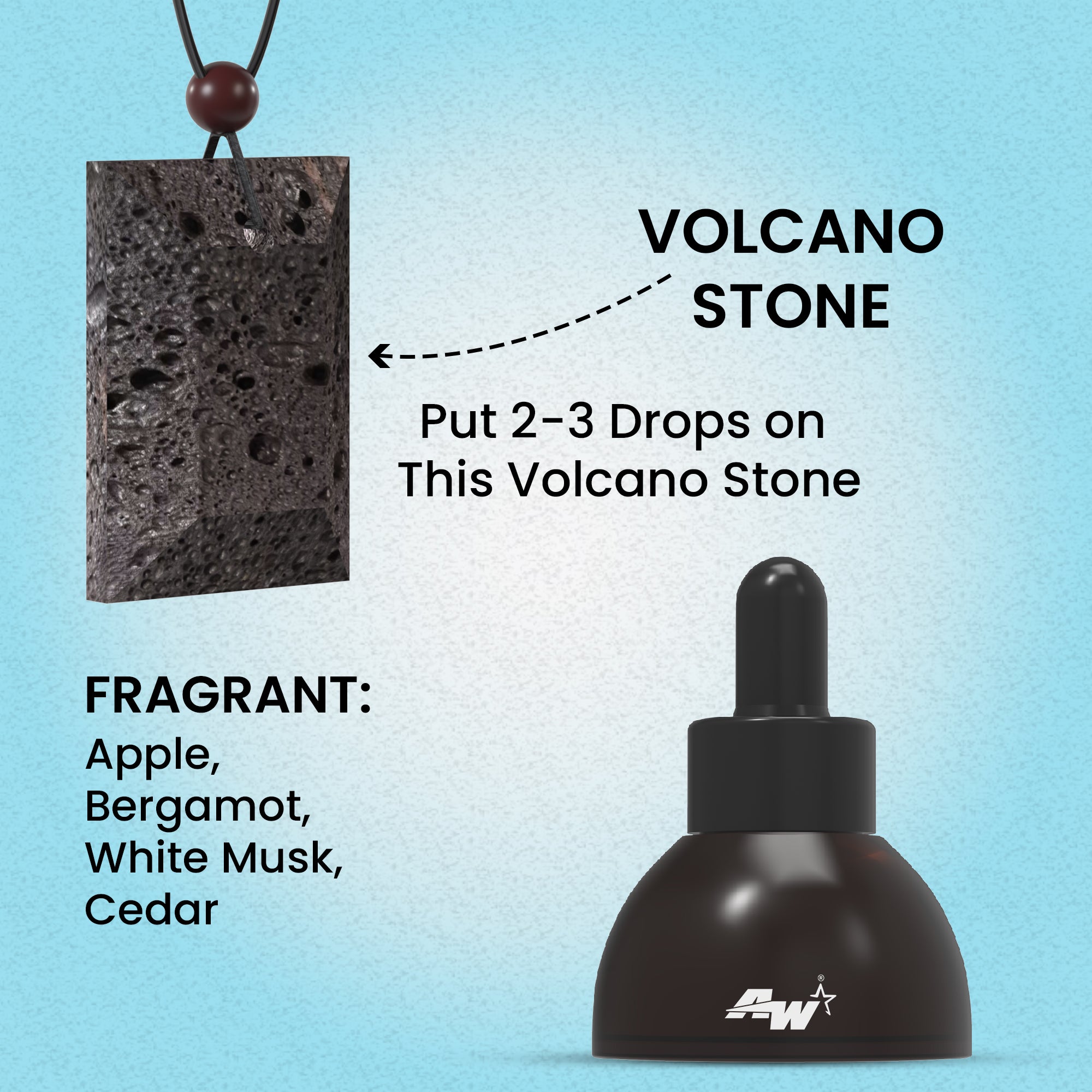 Volcanic Lava Stone Car Perfume Diffuser Pendant