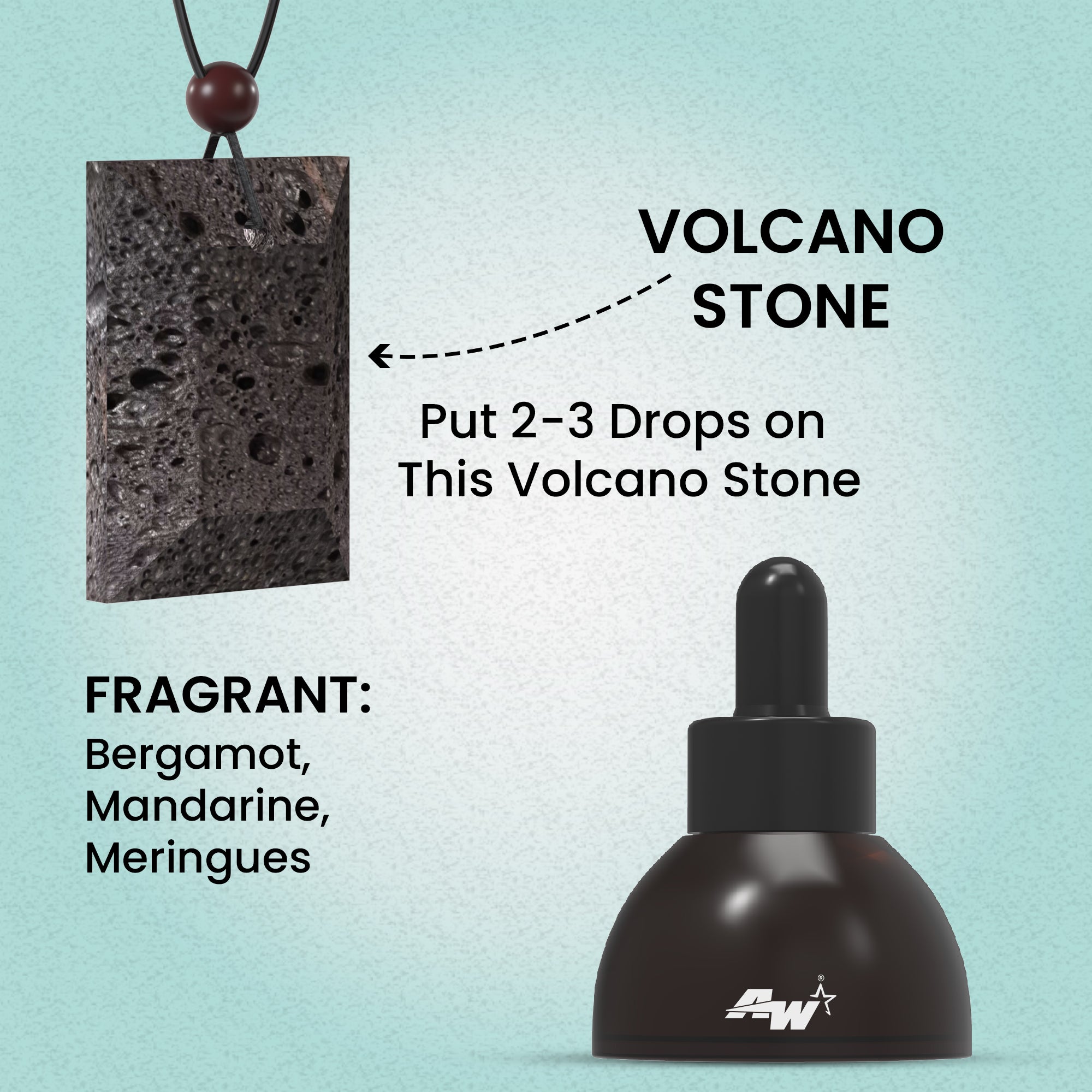 Volcanic Lava Stone Car Perfume Diffuser Pendant