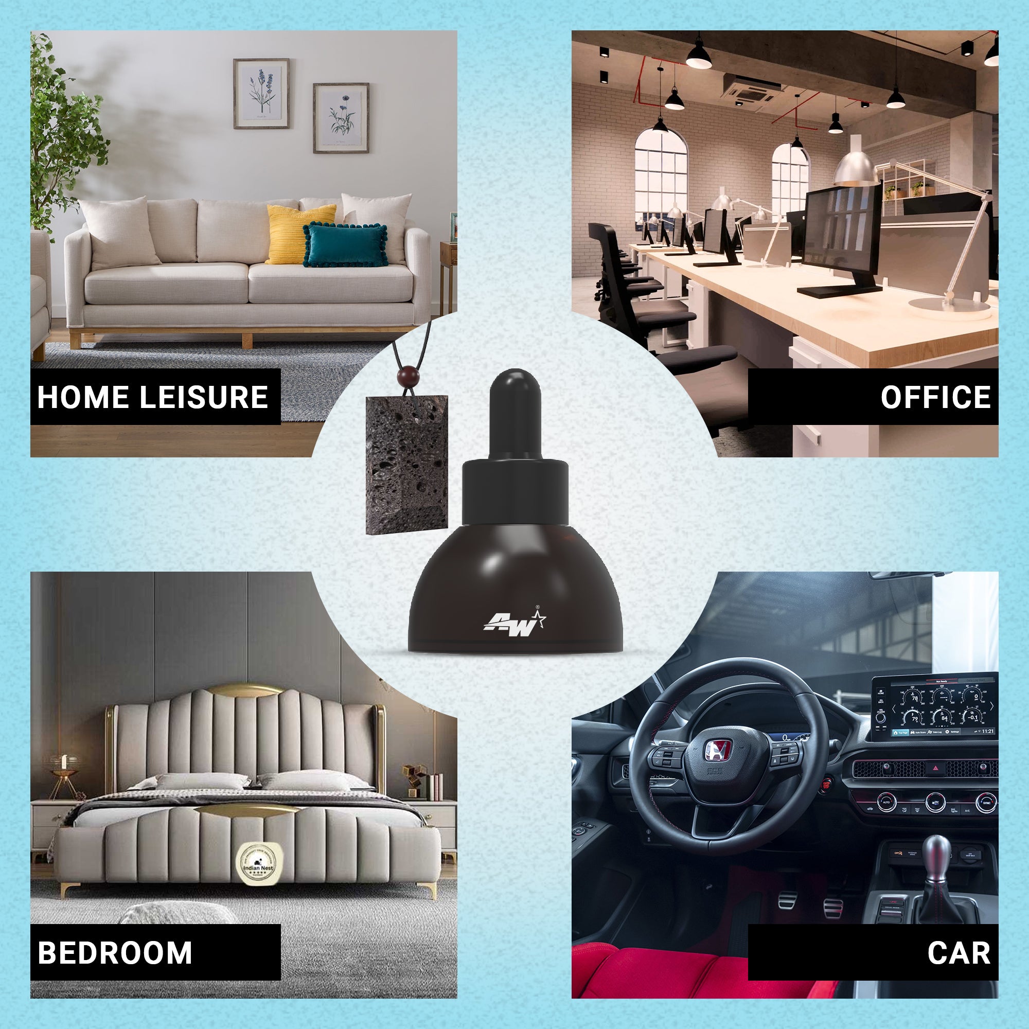 Volcanic Lava Stone Car Perfume Diffuser Pendant