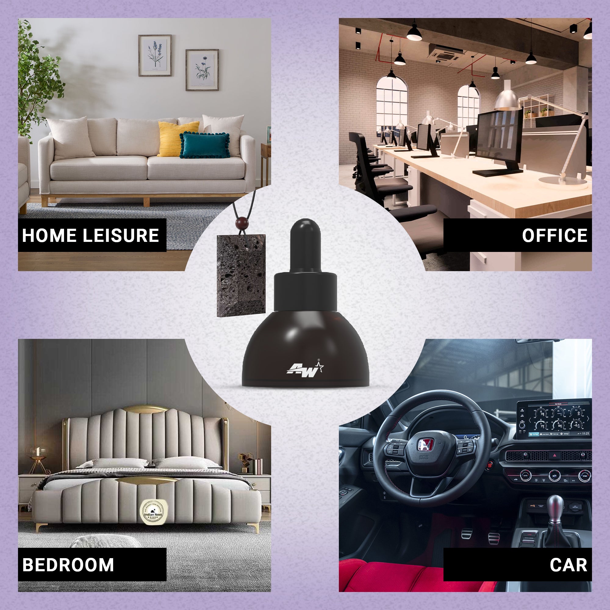 Volcanic Lava Stone Car Perfume Diffuser Pendant