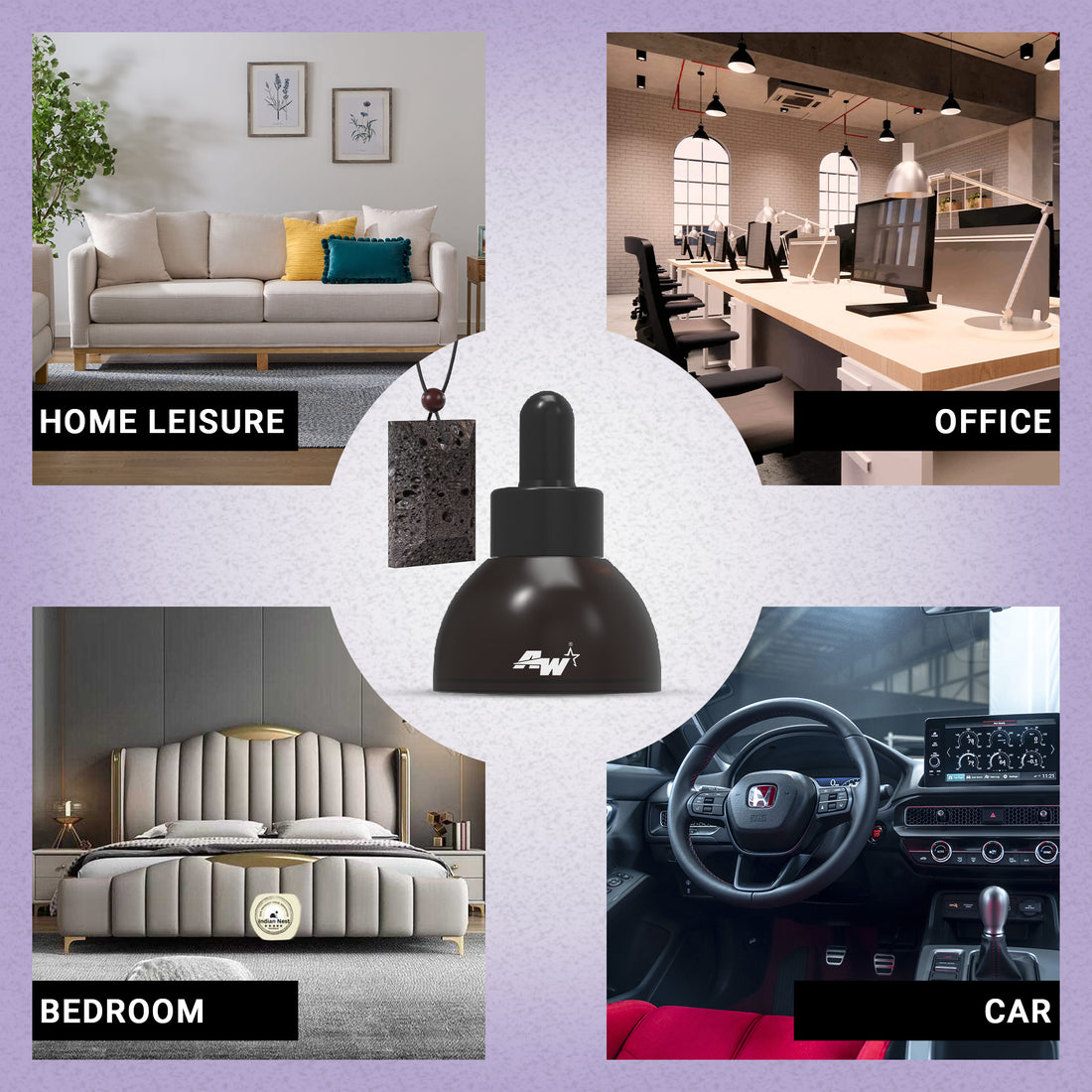 Volcanic Lava Stone Car Perfume Diffuser Pendant