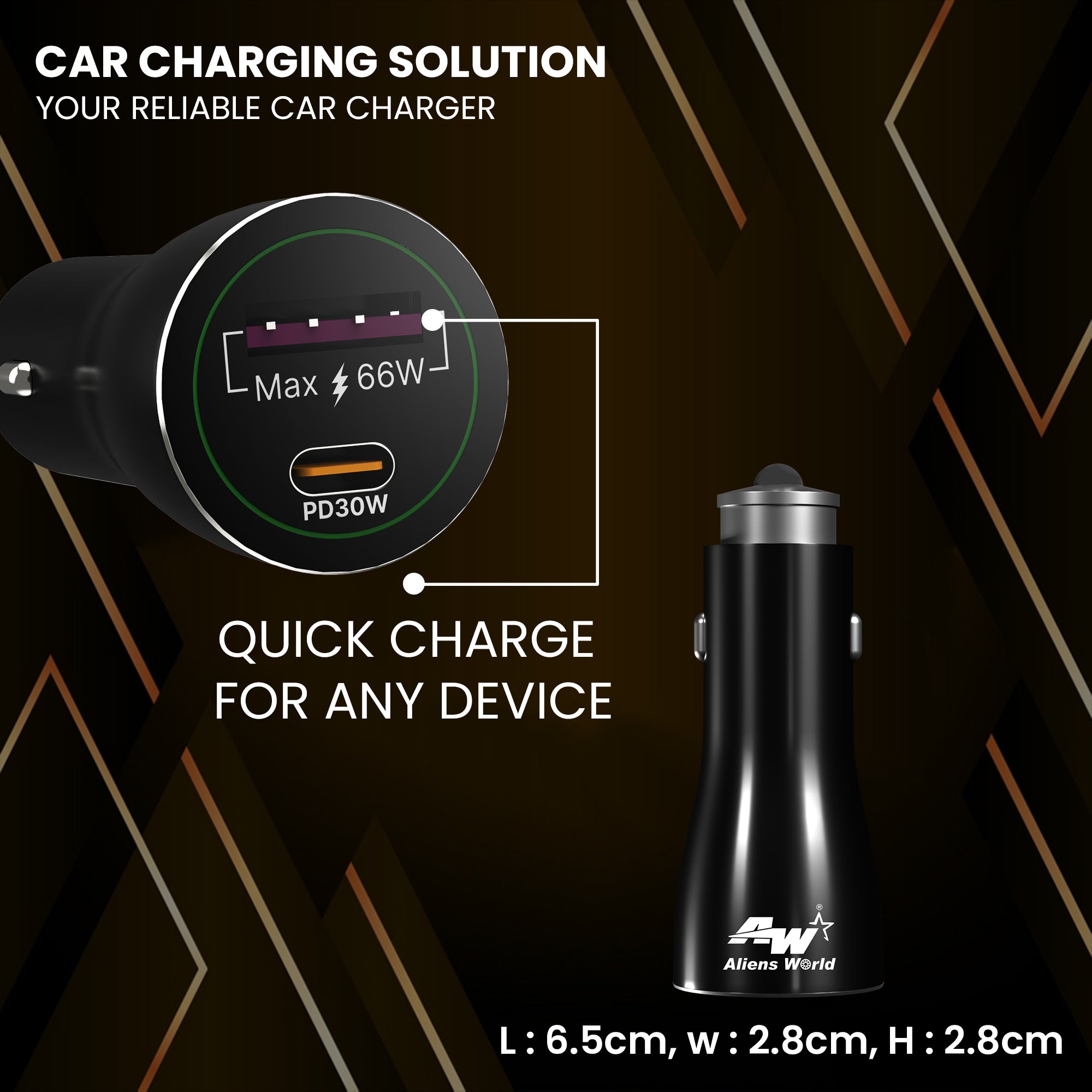 Dual Port Fast Car Charger USB-A + USB-C