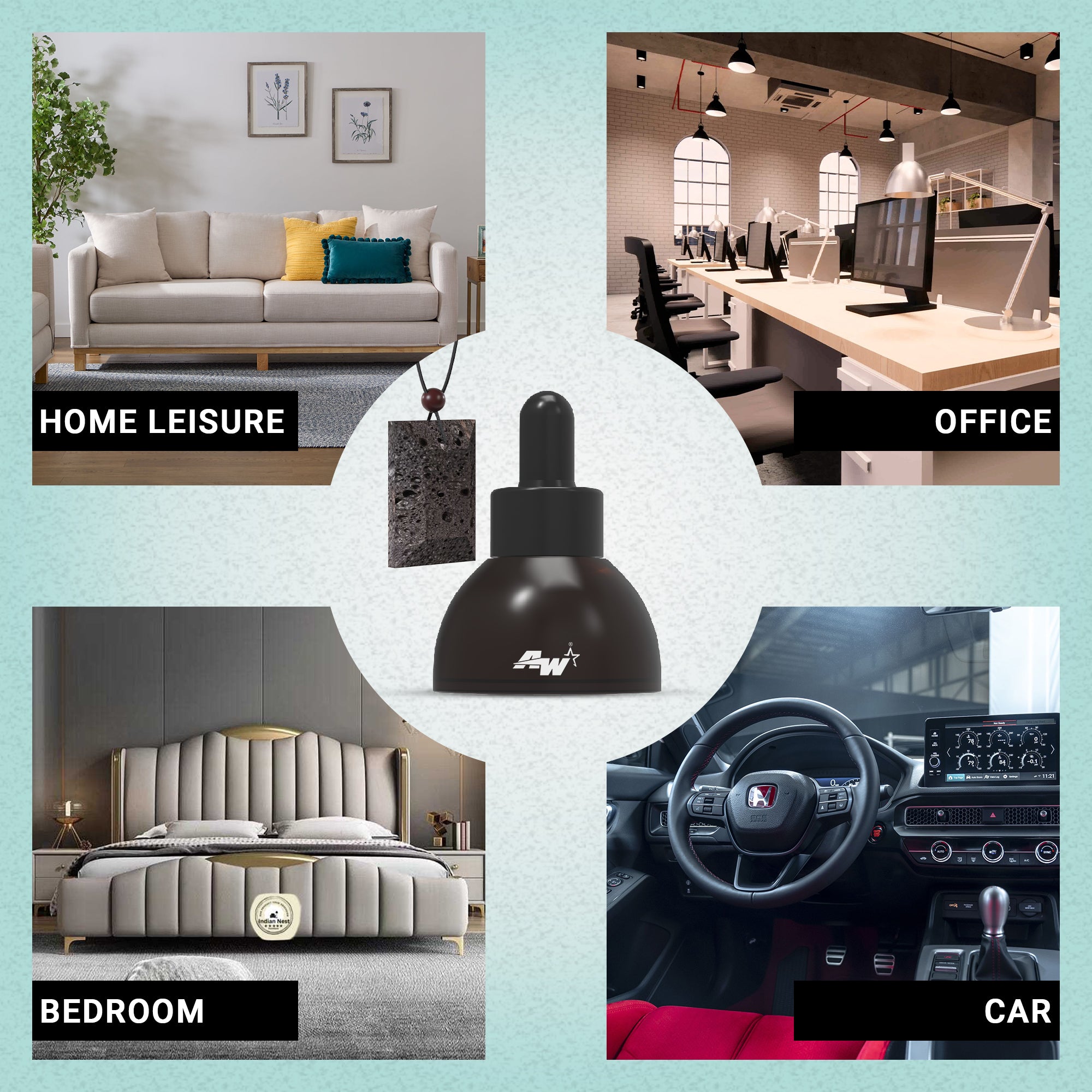 Volcanic Lava Stone Car Perfume Diffuser Pendant