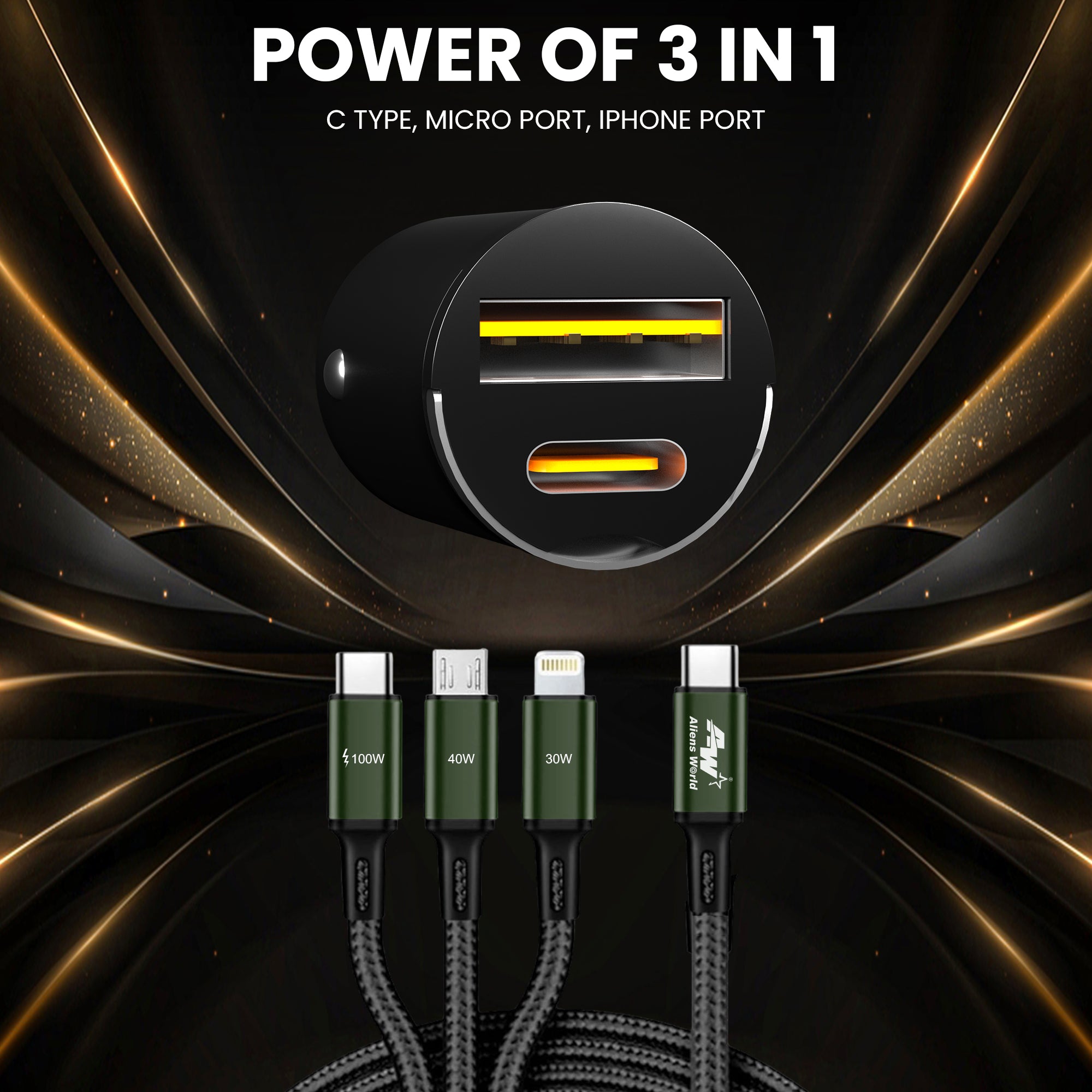 Dual Port Fast Car Charger USB-A + USB-C
