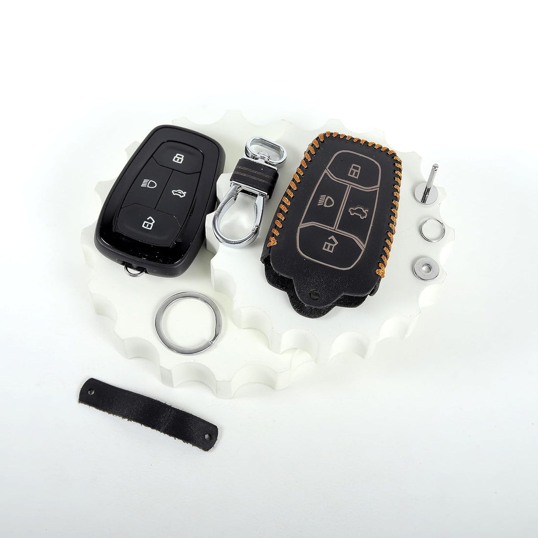 Retro Leather Key Cover For TATA