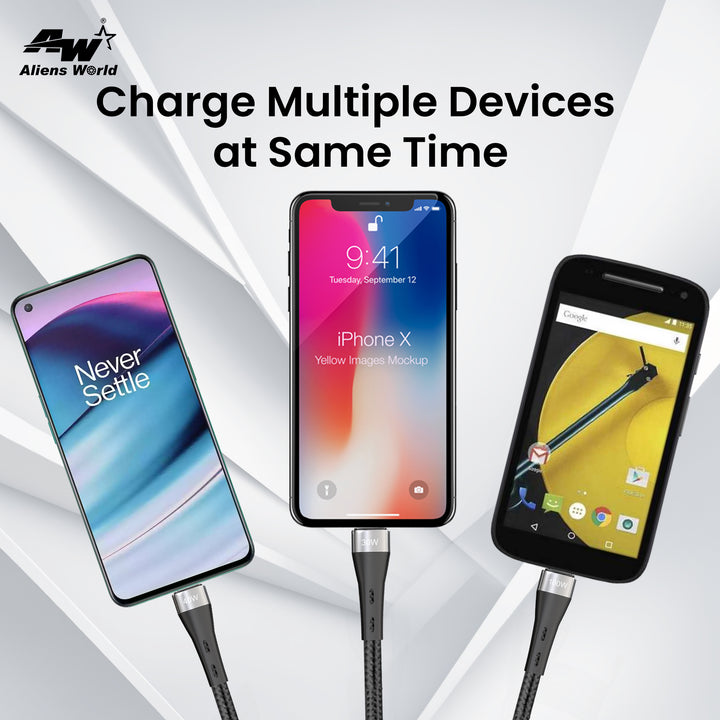 Fast Charging Cable 100W Type-C + Lightning + Micro USB