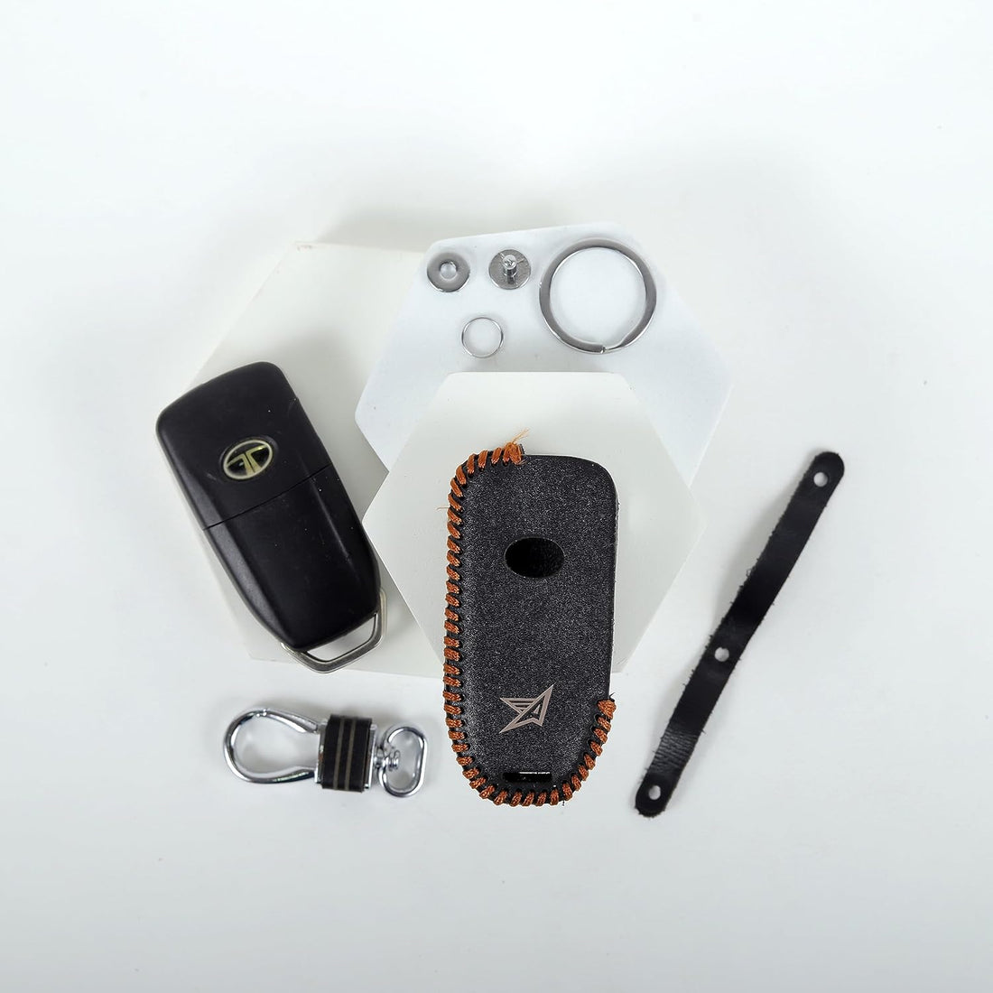 Retro Leather Key Cover For TATA