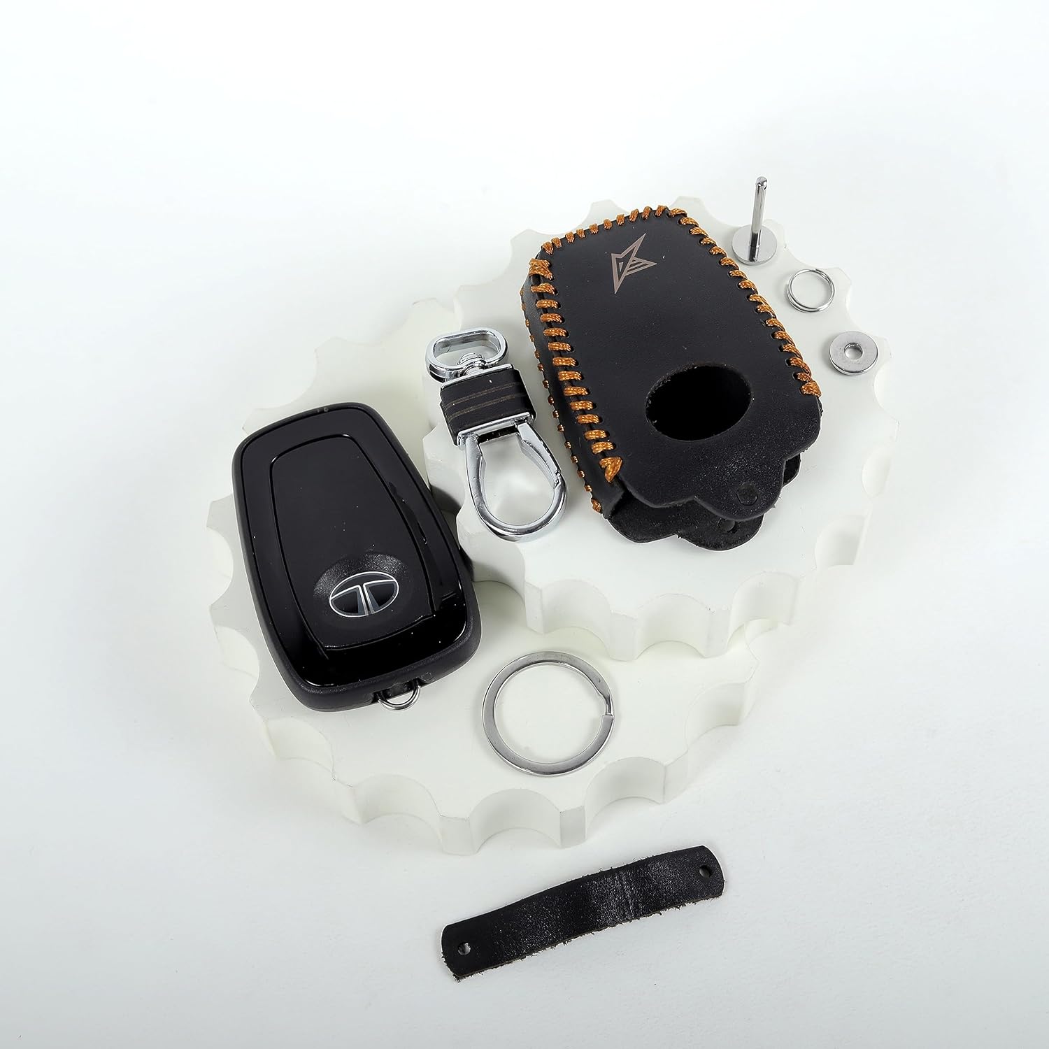 Retro Leather Key Cover For TATA