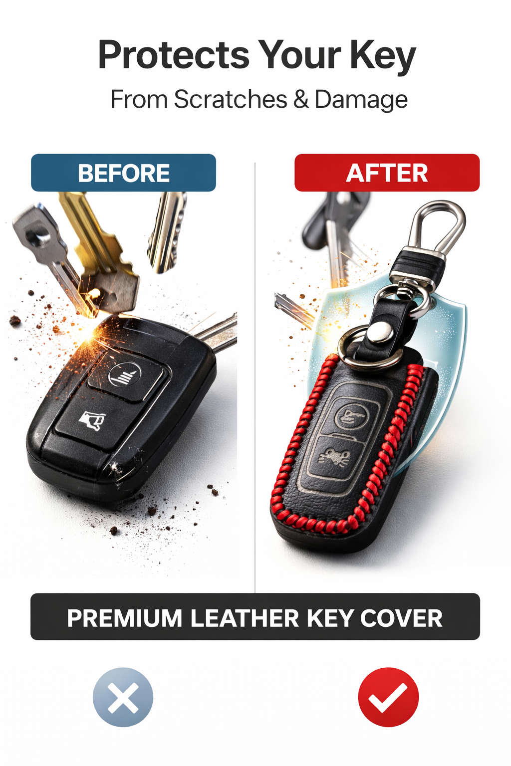 Leather Smart Key Cover for Honda Activa