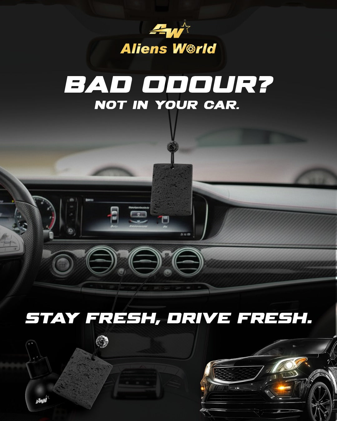 Volcanic Lava Stone Car Perfume Diffuser Pendant