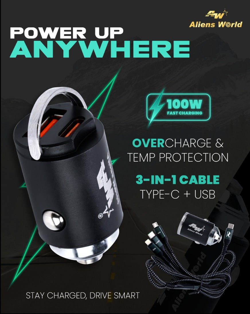 Dual Port Fast Car Charger USB-A + USB-C